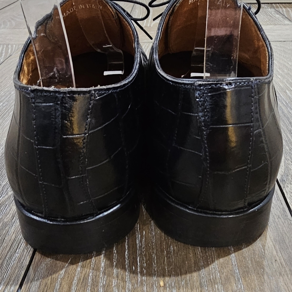 Paul Fredrick Black Crocodile Pattern Oxfords - Picture 6 of 9